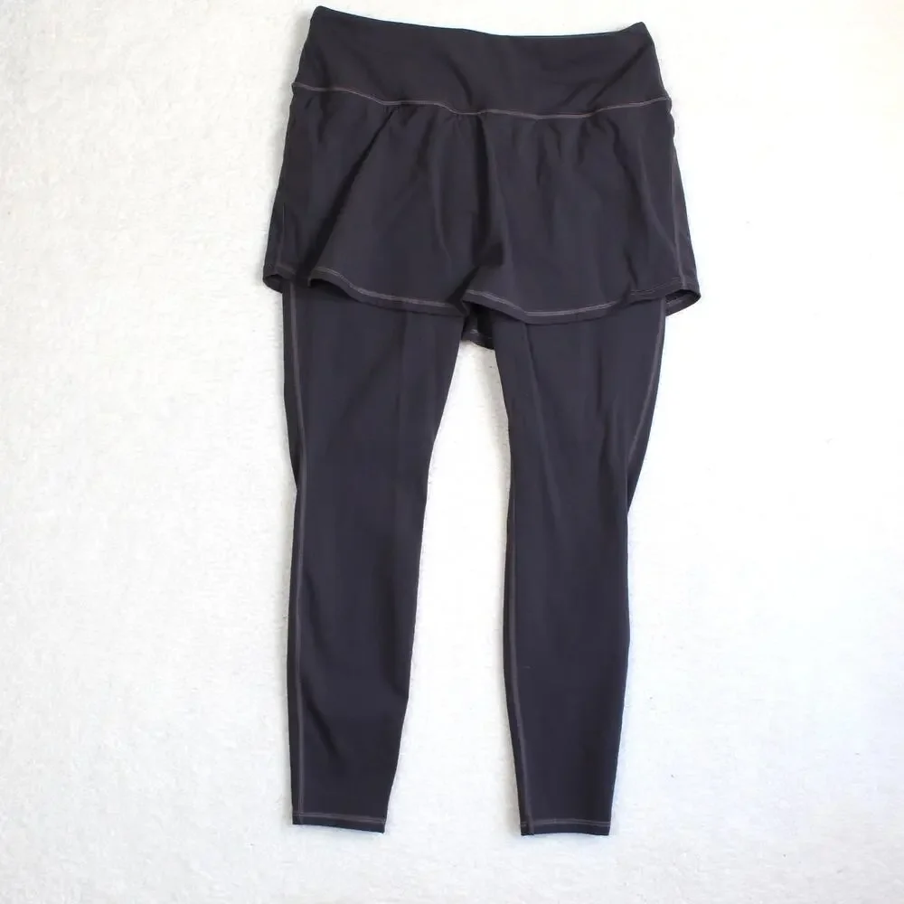 Athleta High Rise Chaturanga 2 in 1 Leggings Skirt Womens Large Yoga Gym Stretch
